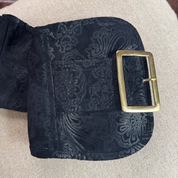 Atia Artisan Embossed Black Suede Corset Belt main image 6